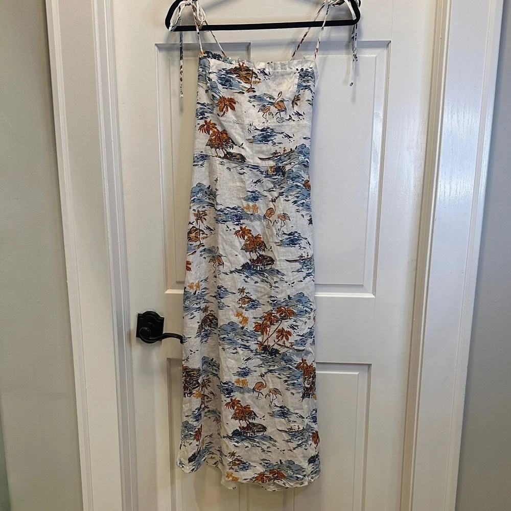 Free People Women's Size‎ 2 Blue and Orange Floral Midi Dress